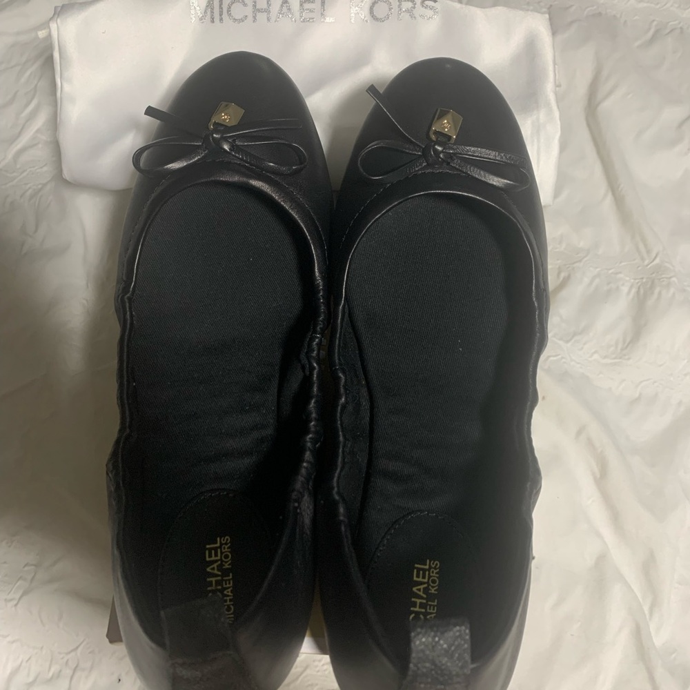 Michael Kors Black Flats with Bow Detailing
